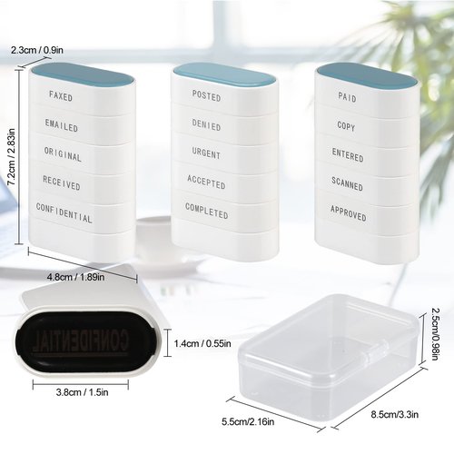 5-in-1 Office Stamp Set - Pre-Inked Rubber: Paid, Copy, Entered, Scanned, Approved - Red-Ink Impression Size 1.5'' X 0.55'', Cute & Unique Designed Business Message