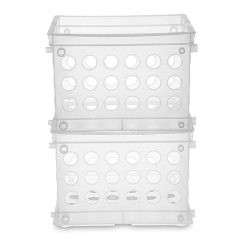 Sterilite Mini Crate, Stackable Plastic Storage Bin with Handles, Organize Home, Garage, Office, School, Dorm Room, Clear, 12-Pack