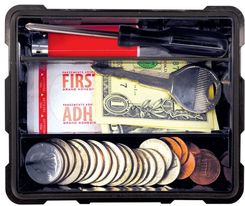 Waterproof Magnetic Locking Storage Box with Inner Dividers, Hide-A-Key Magnet Mount Box, Black, Medium