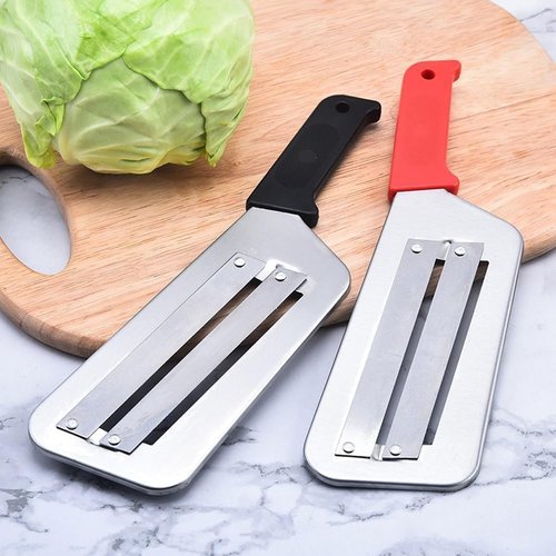 Stainless Steel Shredder Knife, 6 colors Stainless Steel Dual Blade Julienne Cutter, Cabbage Shredder for Coleslaw, Dual Blade Julienne Cutter for Slicing, Grating & Shredding (White)