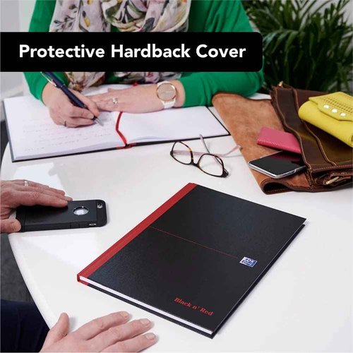 Oxford Black n' Red A4 Notebook, Hardback Casebound, 192 pages, Lined (Pack of 5)