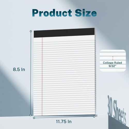 24 Pcs Legal Pads 8.5" x 11" College Ruled Note Pads 8.5 x 11.75 Inch Micro-Perforated Notepad 720 Sheets in Total Lined Writing Paper Notebook for Office, School Supplies & To-Do Lists 30 Sheets/Pad