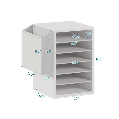 Unionly, 6 Tier Adjustable Countertop Mail Sorter, Mailboxes With Name Slots, Literature Organization Paper Storage Slot, Office Desk File Organizer, Wooden Desktop Mailbox for Classroom, White