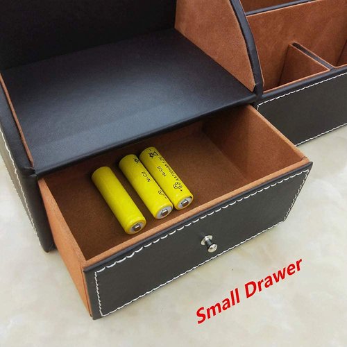 NA PU leather Desk Organizer with drawer pen holder for desk Multifunctional home thickened storage box as remote control holder makeup storage organizer HeBen1036