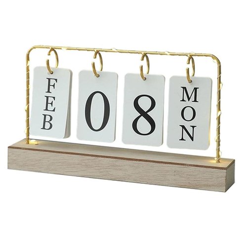 CLIPORE Flip Calendar for Desk, Wooden Perpetual Desk Calendar with Month Date Display, Desktop Calendar for Home Office Decor, Send Goods from Local Warehouse