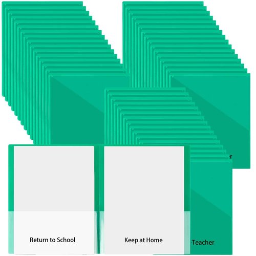 PerKoop 72 Pcs Take Home Folders Bulk Parent Teacher Communication Folder with 2 Pockets Plastic Homework Folder for Student Parent Teacher Classroom Back to School Supplies 11.73 x 9.45'' (Green)