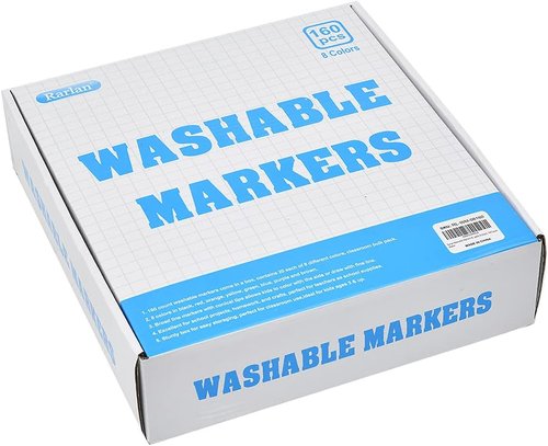 Rarlan Washable Markers - Bulk Pack of 160, 8 Vibrant Colors for Kids' Creative Fun