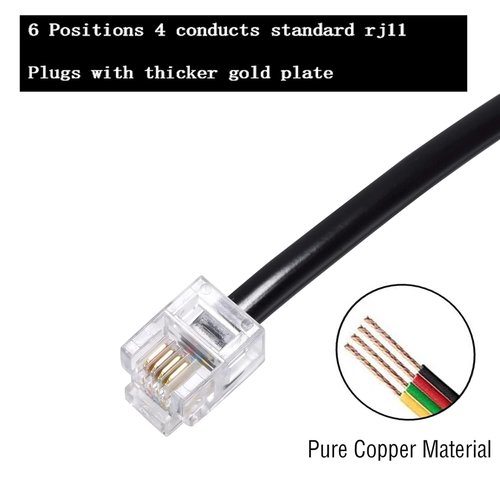 Phone Line Splitter - RJ11 6P4C Plugs for Telephones & Fax Machines | Black 2-Pack