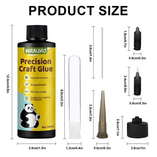 WANJAO Precision Craft Glue, Scrapbook Glue Wall Paper Adhesive Scrapbook Supplies with Tip Kit Dries Clear Strong Adhesion Not Easy to Warp for Paper Crafting Scrapbooking Card Making