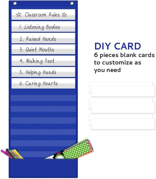 Daily Schedule Pocket Chart by [Brand Name] - Class Schedule with 13 Cards & 14 Pockets