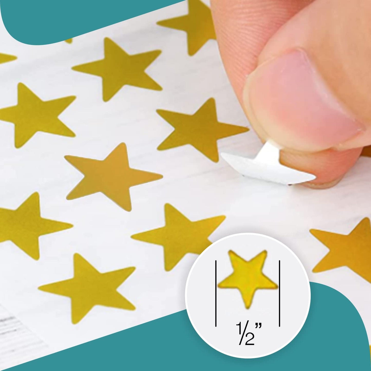 Star Stickers 1000pk. Small Stickers Gold Stickers. Foil Star Stickers ½” Diameter Star Stickers for Kids Reward, Arts and Crafts and Homeschool Supplies