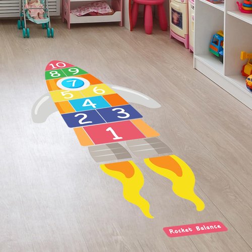 vanco-up Hopscotch Floor Stickers Numbers Game Rocket Pathway Floor Sticker Peel and Stick Floors Hopscotch Decals for Classroom Kids Girl Boy Nursery Playroom