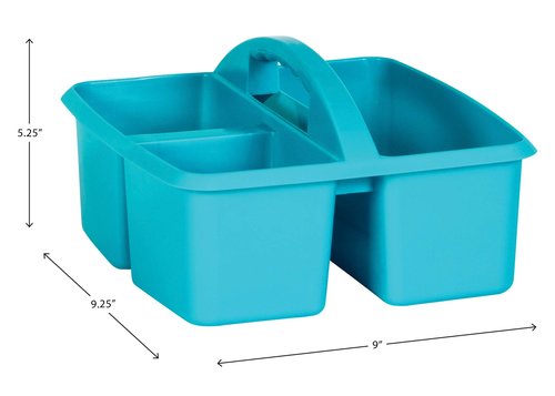 Teacher Created Resources Portable Plastic Storage Caddy for Classrooms, Kids Room, and Office Organization, 3 Compartment, Teal, 6-Pack