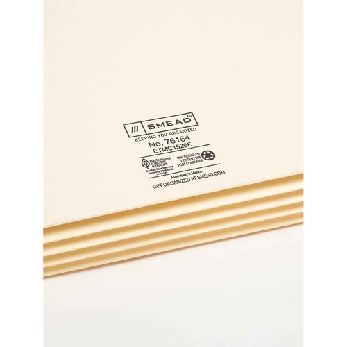 Smead End Tab File Pocket, Reinforced Straight-Cut Tab, 3-1/2" Expansion, Tyvek®-Lined® Gusset, Legal Size, Manila, 10 per Box (76164)