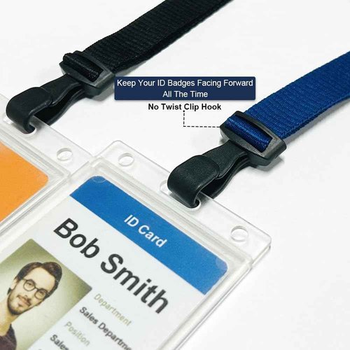 BETOOM 100 Pack Bulk Polyester Breakaway Lanyards with Plastic No Twist Clip & Safety Breakaway Clasp-Great for Radiology-School Hospital-MRI Safe-Neck Strap I.D. Badge Holders 36”(Black)