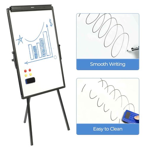 M&G Dry Erase Board with Stand, Magnetic Portable Standing Whiteboard Easel with Adjustable Height for Office Display School Classroom Teaching, 36x24in, Black