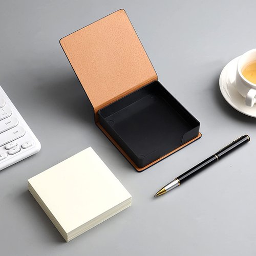 Leather Memo Pad Holder Office School Supplies Note Card Dispenser Sticky Note Storage Box Desk Accessories