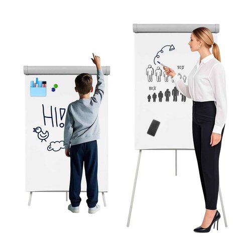 Magnetic Dry Erase Whiteboard Easel, 36 x 24 Inches Height Adjustable Stand White Board for School Classroom or Office or Teaching at Home