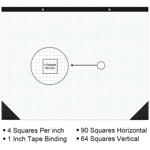 Large Engineering Graph Paper - 22" x 17" Grid Paper, 50 Sheets/100 Pages, 4"x4" Blue Grid Paper Pad Giant Drafting Pad Sketching Graph Paper for Engineer Architect Designer Mathematician Draftsman