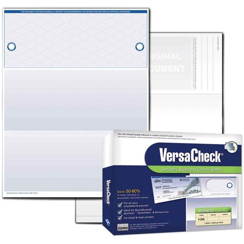 VersaCheck UV Secure Checks - 500 Blank Business Voucher Checks - Blue Elite - 500 Sheets Form #1000 - Check on Top