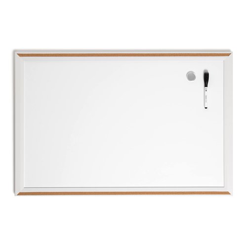 U Brands Magnetic Dry Erase Board, 30"x20", Modern White Wood Style Pin-It Frame, Includes Marker and Magnet