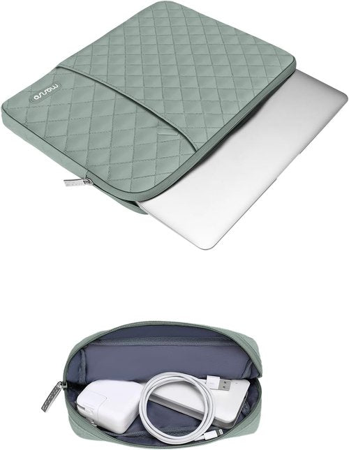 MOSISO Laptop Case - 13.3 Inch Sleeve for MacBook Air/Pro & More | Antique Green, Quilted Design