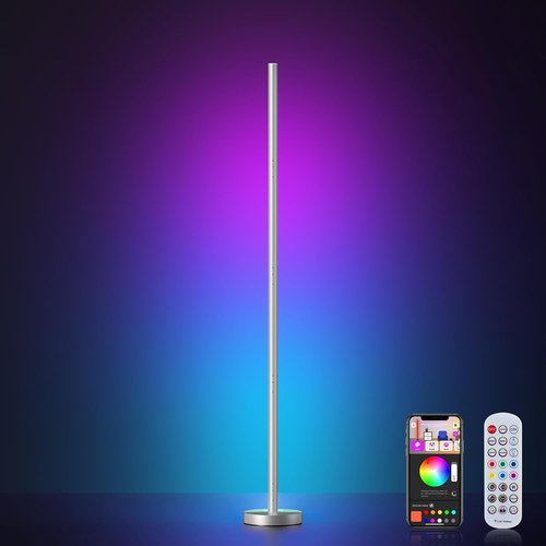 OIYN Smart RGBICW LED Corner Floor Lamp - 16 Million Colors, Music Sync & App Control | Stylish Ambient Lighting for Living Rooms & Bedrooms