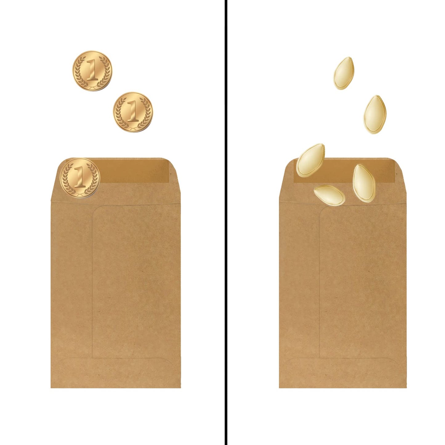 Bonfasvo 200 Pack #5 Kraft coin envelope 3.125 x 5.5 inches Kraft Envelopes Classic Small Parts Envelopes with Self Adhesive Gummed Flap for Coins Cash Credit Cards Seeds