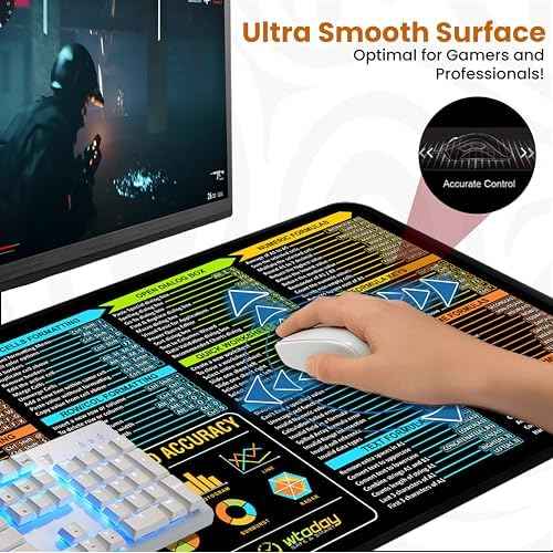 Excel Shortcuts Mouse Pad - Extended XL Office Keyboard Mat (31.5" x 11.8") Inch, Excel Mouse Pad Shortcuts, Stitched Edges | Non-Slip Base Excel Cheat Sheet Desk Pad