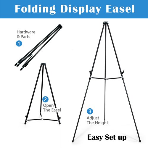 Falling in Art 70" Adjustable Aluminum Display Easel Stand, Versatile Tripod Easel for Artistic Presentations Stand, Lightweight and Sturdy for Art Shows, Exhibitions, and Studios, 2 Pack