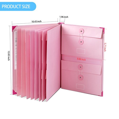 Important Document Organizer,Folio Document Organizer,Bound Expanding File for Important Papers/Passports/Birth Certificates(Pink)