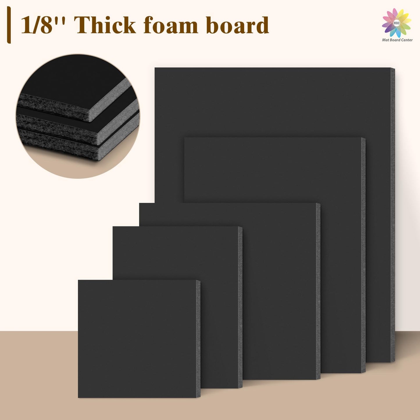 Mat Board Center, 12 Pack 12x16 Black Foam Boards, Acid Free Foam Core Board, 1/8 inch Thick