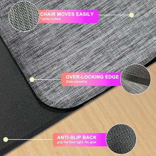 Azadx Office Chair Mat for Hardwood Floor 36" x 48" Heavy Duty Chair Mat for Hardwood Floors Slip Resistant Floor Protector for Home Office Computer Desk Chair Mat for Rolling Chairs, Dark Grey