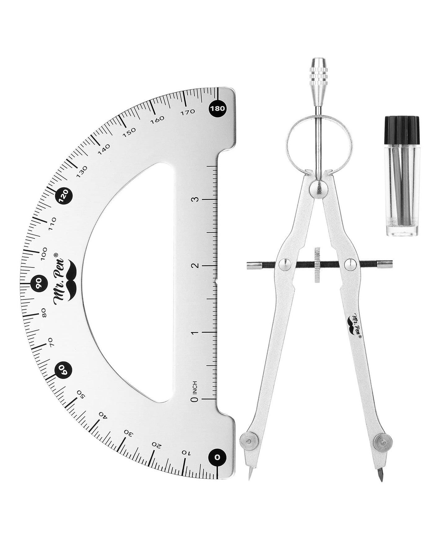 Mr. Pen- Metal Protractor and Metal Compass Set, Compass for Geometry