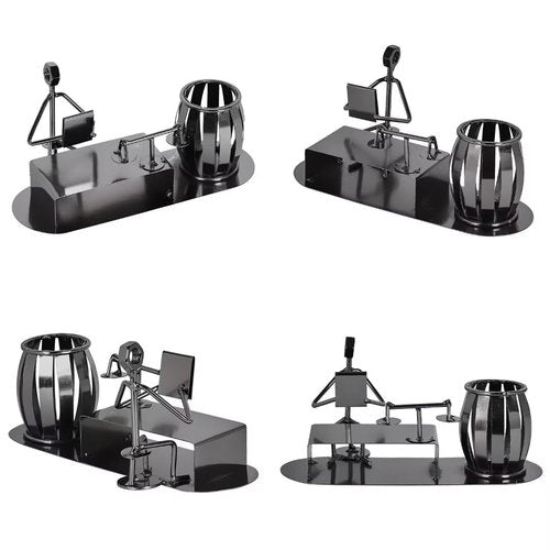 DHUJBFF Lawyer Gifts for Men Women, Balance Scales & Lawyer Design Hand Welded Metal Art Recycled Metal Sculptures Desk Accessories, Law Office Decor Pencil Pen Holder Cup & Lawyer Gifts