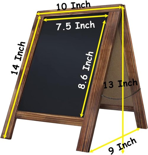 Rustic Whitewash Double-Sided Chalkboard | 7.5" x 8.6" Tabletop Easel with 8 Liquid Chalk Markers for Menu & Home Decor