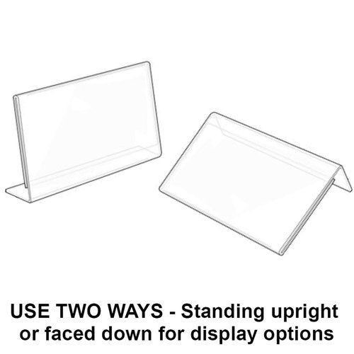 Azar Displays 112740 3-1/2-Inch by 2-1/2-Inch Horizontal Slanted L-Shape Acrylic Sign Holder, 10 Count, Clear