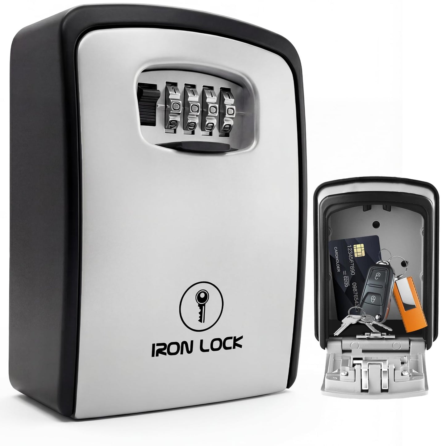 Iron Lock® XXL Wall Mount Key Lock Box with Code, Outdoor (Grey)