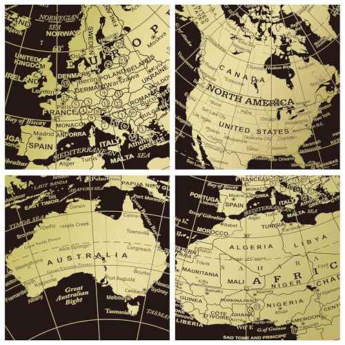 EXERZ 20cm Globe Black & Golden, All Direction 360 Rotating - World Globe Educational Geographic - Bronze Arc and Base. English Map.