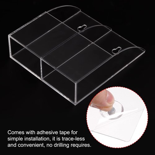 PATIKIL Remote Control Holder, 2 Pack Acrylic Wall Mount Caddy Organizer 2-Slot Media Storage Box for Home Office, Clear