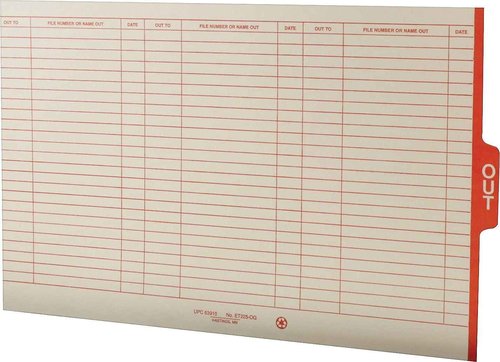 Smead End Tab Out Guides with Printed Form, 1/5-Cut Tab Center Position, Legal Size, Manila, 100 per Box (63910)