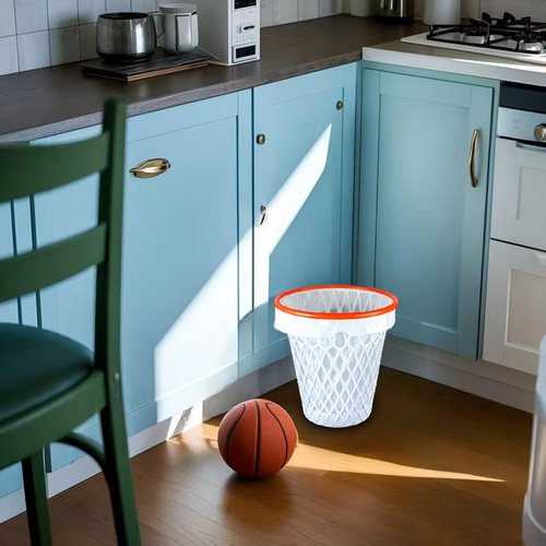 8 Pcs Basketball Trash Can 4.5 Gallon Basketball Garbage Can Plastic Waste Basket Trash Bin Gift for Home Office Kitchen Living Room Gym