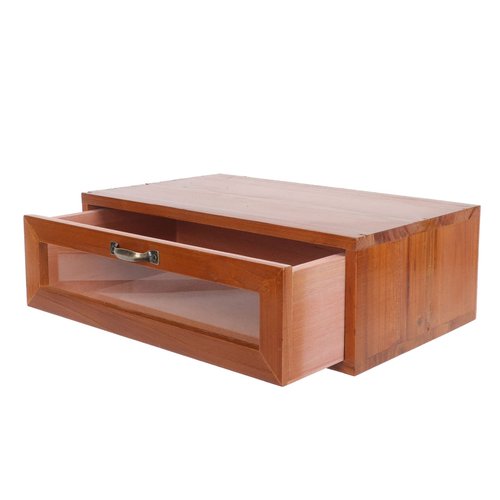 TOPBATHY Retro Wooden Monitor Stand Riser with Drawer: Desktop Storage Organizer for Office Supplies, Cosmetics, and Home Use