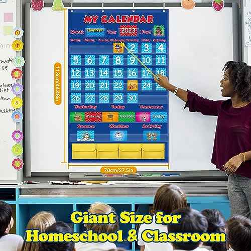 Aizweb Classroom Calendar Pocket Chart,Monthly Calendar for Kid Preschool Kindergarten Classroom Elementary Must Haves,Classroom Decorations Decor,Homeschool Teacher Supplies,Back to School Supplies