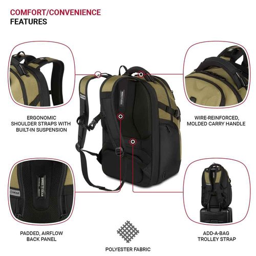 SwissGear Endure Scansmart Laptop Backpack, Olive, 17.75-Inch