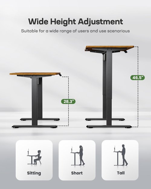 Marsail Electric Standing Desk with Sedentary Reminder, 48 * 24 Inch Standing Desk Adjustable Height, Stand up Desk for Home Office Furniture Computer Desk Memory Preset with Headphone Hook