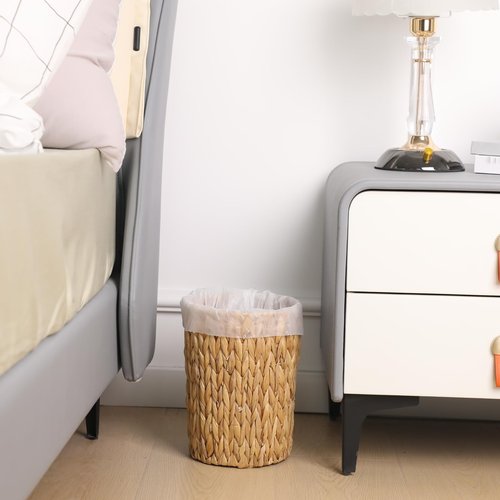 2-Pack Wicker Waste Basket 2 Gallon Small Trash Can Handwoven Water Hyacinth Wicker Trash Basket Bathroom Garbage Can Decorative Boho Storage Trashcan for Bedroom Bathroom Kitchen Living Room