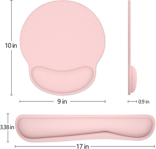 Dapesuom Ergonomic Keyboard Wrist Rest & Mouse Pad - Cute Pink Memory Foam Cushion for Pain Relief