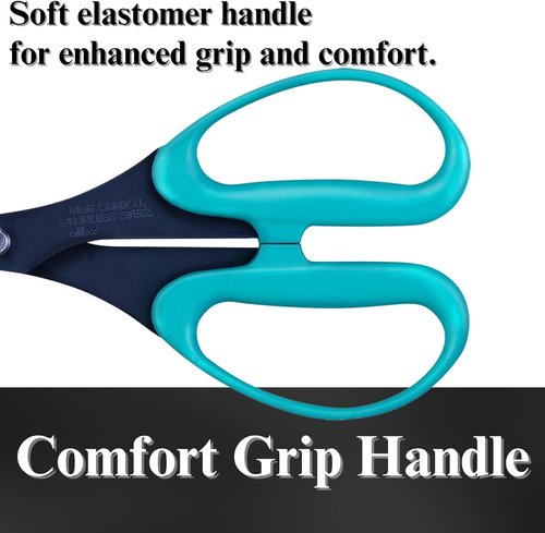 ALLEX Hobby Scissors - 6.5" All-Purpose Utility Craft Scissors | Non-Stick Serrated Blade, Green