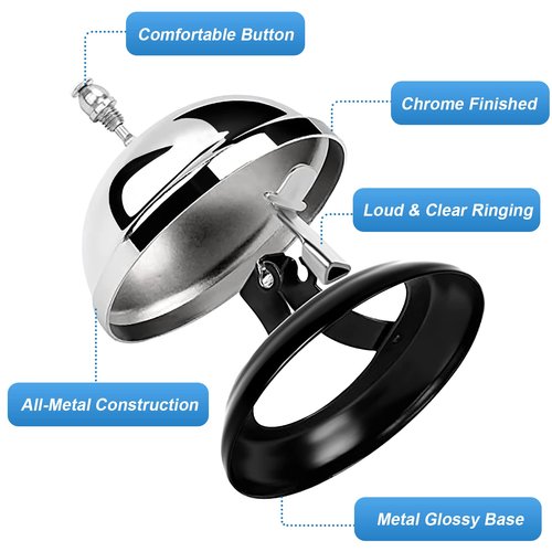 Yexiya 6 Pack Call Bell 3.35 Inch Diameter with Metal Anti-Rust Construction Service Bell for Hotels, Schools, Restaurants, Reception Areas, Hospitals, Warehouses